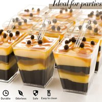1-80PCS Trapezoidal Plastic Dessert Cups Reusable Mousse Pudding Jelly Ice Cream Modeling Cups for Party Catering Display Use
