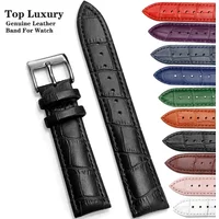 Genuine Leather Watchbands 12/14/16/18/20/22/24 mm Watch Band Strap Steel Pin buckle High Quality Wrist Belt Bracelet