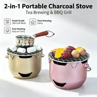 Portable Stainless Steel Charcoal Grill, Mini BBQ Stove, Outdoor & Household Barbecue Cooker for Camping Picnic