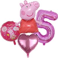 Kids Birthday Party Supplies Number Balloons Cartoon Peppa Pigs George Foil Balloon Set Home Decor for Baby Shower Gender Reveal