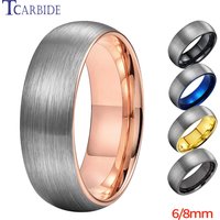 6mm 8mm Tungsten Engagement Ring For Women Men Domed Brushed Multicolor Jewelry Accessories Comfort Fit