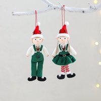 2/1Pcs Cute Christmas Elf Plush Pendant Boy Girl Elf for Christmas Tree Pendant Home Party Holiday Decoration New Year Gift