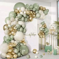 109pcs green, sand white and gold latex balloon set suitable for birthday parties, weddings, Valentine's Day party decorations