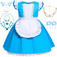 Toddler Alice Cotton Princess Dress Summer Halloween Carnival Masquerade Party Costumes Baby Girls Event Performance Clothing