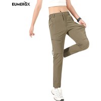 EUMERGX Women's Summer Hiking Pants Quick-Dry Waterproof Cargo Pants Outdoor Stretch Mountain Trousers For Camping Climbing