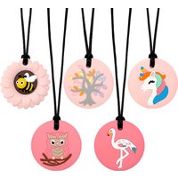 1/6Pcs Silicone Goldfish Chew Necklace Baby Teether Autism Sensory Chew Pendant Oral Motor Tools for Special Needs ADHD