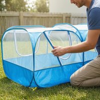 Bottomless Pet Enclosure Foldable Mesh Pet Enclosure Ground Stakes for Yard
