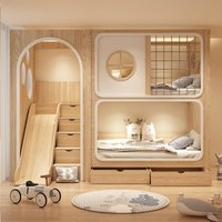 Ganz aus Massivholz, Wachsöl, Kinder, Ein- und Ausschalten des Bettes, Etagenbett, Mädchen, Prinzessin, Hoch- und Niedrigbett, Mutter und Kind