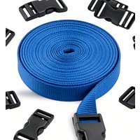 4M Nylon Webbing Strap with 10 Flat Side Release Buckles Tri-Glide Slides for DIY Luggage Backpack Strap