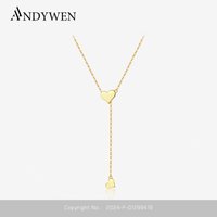 ANDYWEN 925 Sterling Silver Gold Adjustable Chain Heart Pendant Charm Necklace Drop Choker Resizable Women Luxury Jewekry
