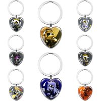 Anime Murder Drone N Cyn J V Uzi Cartoon Cabochon Peach Heart Pendant Keychain Jewelry Accessories Key Ring Killers Robot Gift