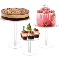 Transparent Round Acrylic Cake Stand Cupcake French Dessert Stand Dessert Display Plate Dining Table Wedding Birthday Party