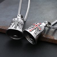 Vintage Stainless Steel Bell Charm Riding Amulet Pendant Necklaces For Men Fashion Motorcycle Rock Party Jewelry Accessories
