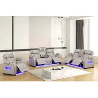 Electric Recliner Chair PU Leather Ergonomic Lounge Seat Adjustable Headrest Lumbar Support Home Theater Sofa