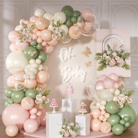 109Pcs Pink and Sage Green White Beige Balloon Arch Kit for Wedding Birthday Bridal Shower Baby Shower Gender Reveal Decoration