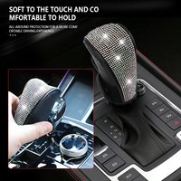 Universal Bling Diamond Gear Shift Cover, Sparkly Rhinestone PU Leather Car Shifter Knob Protector, Stylish Women’s Auto Interio