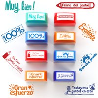 8 colorful teacher encouragement stamps Automatic ink-out correction stamps Spanish teachers encourage students to use