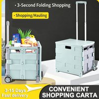25L 5S Quick Folding Lightweight Shopping Trolley Snack Rack 2 Rotate Wheels Climb Stairs Grocery Camping Picnic Travel Veg Bung