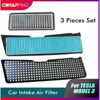 Filtre d'admission d'air de voiture, 3 pièces, pour Tesla modèle 3 2021 2022, couvercle de ventilation du flux d'air, tissu soufflé fondu, empêche l'entrée de climatisation