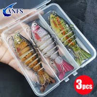 3 pièces leurres de pêche coulants appâts artificiels bioniques multi-articulés appâts artificiels d'eau douce truite d'eau salée accessoires de pêche au bar