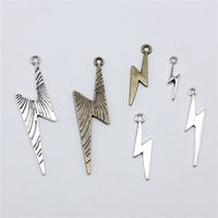 20pcs Lightning Flash Charms Vintage Antique Bronze Silver Color Pendants DIY Crafts Making Findings Handmade Tibetan Jewelry