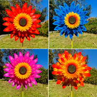Multistyles Sunflower Windmill PVC Diameter 36+25cm Rotating Sunflower Stake Standing Lawn Flower Pinwheel