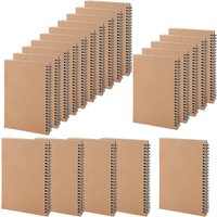 20 Pack A5 Lined Spiral Notebooks, 60 Sheets Kraft Cover Journals, 14x20cm Bulk Notepads for Travel