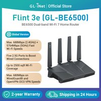 GL.iNet GL-BE6500 (Flint 3e) Dual-band Wi-Fi 7 Home Router 5× 2.5G Ports Robust VPN Capabilities and Parental Controls