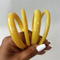 4Pcs/Set Charm Yellow Resin Stacking Bangles Set For Women Trend Geometric Round Vintage Bangle Bracelet Couple Jewelry