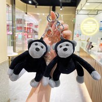 Cartoon Plush Gorilla Keychain Soft Stuffed Animal KeyRing Cute Backpack Charm for Couples Students Bag Pendant Birthday Gifts