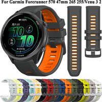 22mm Men Silicone Watch Strap For Garmin Forerunner 570 47mm 970 965 255 265 Band For Garmin Venu 3 2 Vivoactive 4 Bracelet Belt