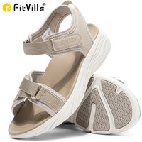 FitVille Women'S Platform Sandals Wide Summer Walking Sandals For Women With Adjustable Closures With Arch Support & Cushioning