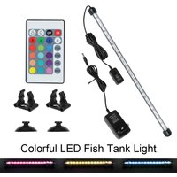 Barre lumineuse pour Aquarium 5050 RGB LED 28cm 48cm, lampe Submersible étanche pour Aquarium, télécommande, 16 types de couleurs, prise ue