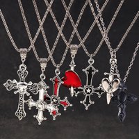 Gothic Skull Jesus Cross Necklace for Women Men Punk Religious Crucifix Heart Amulet Necklaces Jewelry Gifts