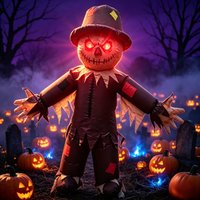 Déguisement gonflable d'effraîcheur pour Halloween, tenue effrayante avec yeux lumineux, idéal pour les soirées à thème et les séances photo.