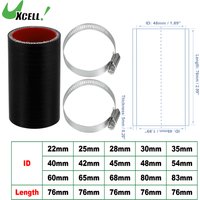 UXCELL 22mm 25mm 28mm 30mm 35mm 42mm 54mm 65mm 83mm ID Car Straight Silicone Hose Coupler Intercooler Tube w/ Clamps 76mm L