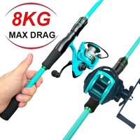 4/5 Sections Ultralight Carbon Fiber Spinning Fishing Rod with EVA Handle and 5.2:1/7.2:1 Baitcasting Reel Combo for Beginners