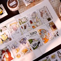 XiaoBaiJia Studio Vintage Girl's Daily Life in Cartoon Style Washi Paper Tape DIY Card Making Scrapbooking Decorative Sticker