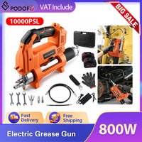 Podofo 10000PSL 800W Elektryczny pistolet do smarowania bezszczotkowy 600CC Ulepszony pistolet do smarowania z oświetleniem, 2 bateriami i wężem 50 cm Elektryczny wtryskiwacz oleju do smarowania dla