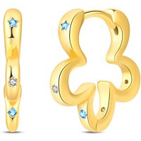 New 925 Sterling Silver Golden Flower Shaped Women Earrings Brilliant Wedding Engagement Star Earrings Jewelry Gift