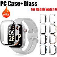 PC Shell+Glass for Xiaomi Redmi Watch 6 Screen Protector Anti-scratch Film Bumper Protective Cover for Redmi Watch 6 Accessories