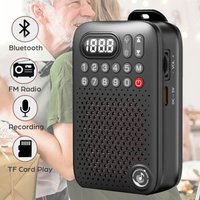 Mini Pocket FM Radio High Sensitivity Digital Radios Receiver Wireless Bluetooth Speaker with LED Display Recording TF Card Play