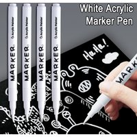 White Marker Pens Acrylic Paint Pen with Fiber Soft Head Waterproof Acrylic Marker Student-Specific Quick-Drying Painting Brush