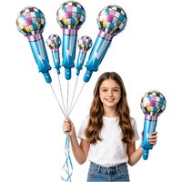 Microphone Aluminum Foil Balloons 35/70cm Disco Microphone Balloon Dance Party Karaoke Music Theme Party Birthday Balloon Decors