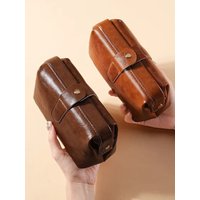 Vintage PU Leather Luxury Cosmetic Bag Large Capacity Make Up Brush Storage Bag Woman Travel Portable Toiletry Bag Purse