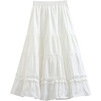 White A-line Skirt Kawaii Mid Length Skirt Spring Summer Clothes Women 2024 Women Fluffy Skirt Cute Cake Long Skirts Woman