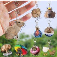 Creative Animal Capybara Keychain Funny Cute Cartoon Bag Pendant Key Chain Accessories Car Ring Women Men Jewelry Children Gifts