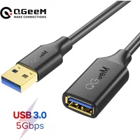 QGeeM USB Extension Cable USB 3.0 Cable Extender for PC Laptop Smart-TV PS4 Xbox SSD USB 3.0 2.0 Male to Female Cord Data Cable