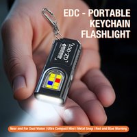 Outdoor multifunctional red and blue warning flashlight cap clip light portable keychain light with back clip tail magnetic flas