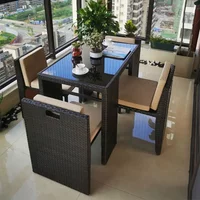 Balcony rattan chair five piece set combination terrace outdoor courtyard sunroom leisure combined creative rattan woven chair